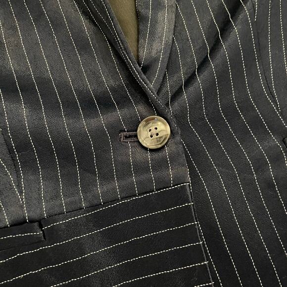 NWT Banana Republic Satin Blazer Women’s Size 0 Navy Pinstripe Boyfriend Office - Picture 13 of 16